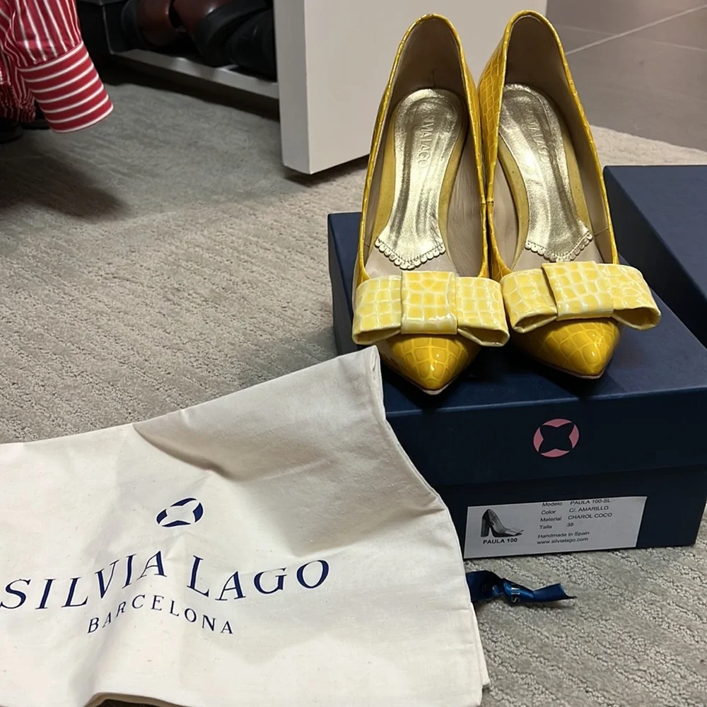 Silvia Lago Paula 100 yellow pump size 38 - Picture 2 of 4